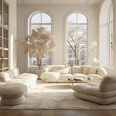 Trueliving Modern Light Seven Seater Sofa Linen Finish 1.77D x 3.6W x 0.84H Meters